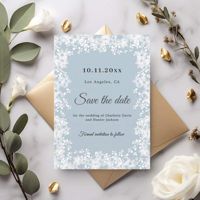 Save The Date Snowflakes dusty blue winter wedding (Créateur téléchargé)