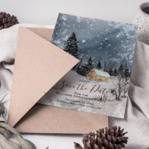 Save The Date Snowy Winter Woodland Noël Enregistrer la date