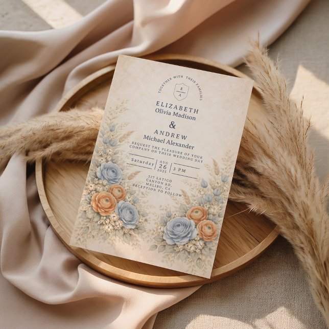 Save The Date Soft Blue Wildflower Garden Wedding (Créateur téléchargé)