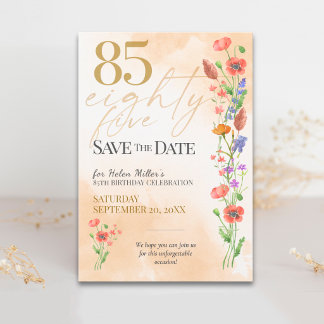 Save The Date Soft Wildflower 85th Birthday for Her - 85 Years