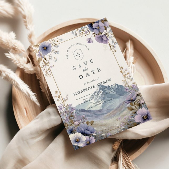 Save The Date Soft Wildflower Mountain Wedding (Créateur téléchargé)