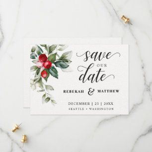 Save The Date Soft Winter Berry Mariage de Noël