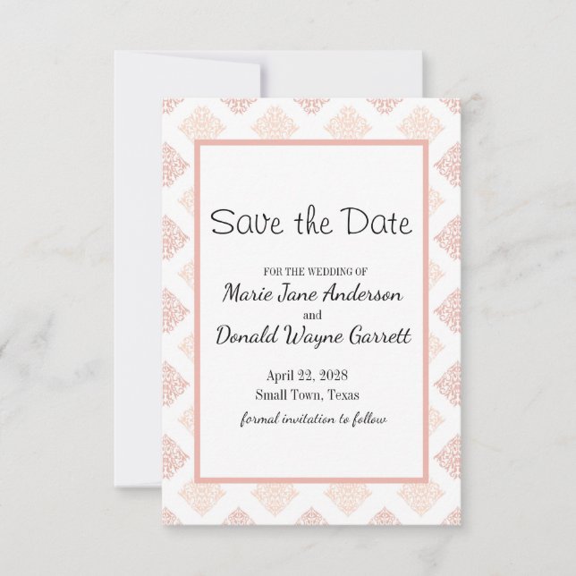 Save The Date Soie rose pêche (Devant)