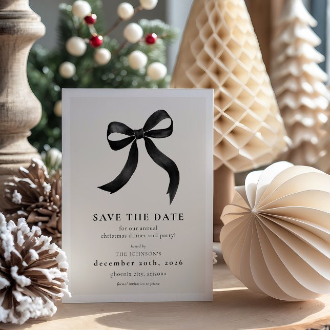 Save The Date Soirée de Noël Elégante Black Bow (Créateur téléchargé)