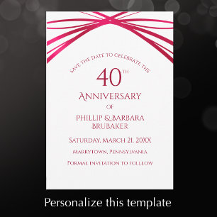 Save The Date Soirée du 40e anniversaire d'Elegant Modern Arch R