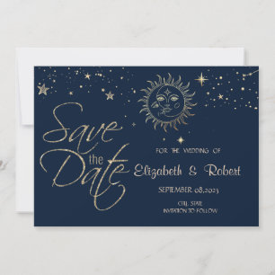 Save The Date Soleil Et Lune D'Or Céleste