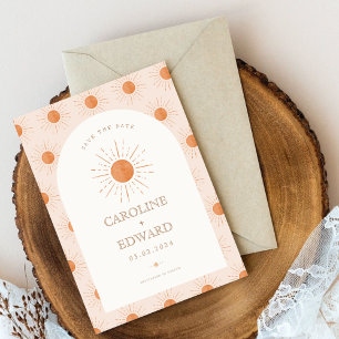 Save The Date Soleil Orange Brûlé Rétro Boho Enregistrer la Date
