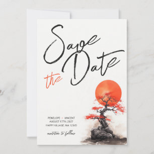 Save The Date Soleil Rouge et Vieille Mariage Sakura Sauvegarder