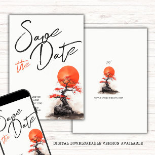 Save The Date Soleil Rouge et Vieille Sakura Mariage  Étape à ma