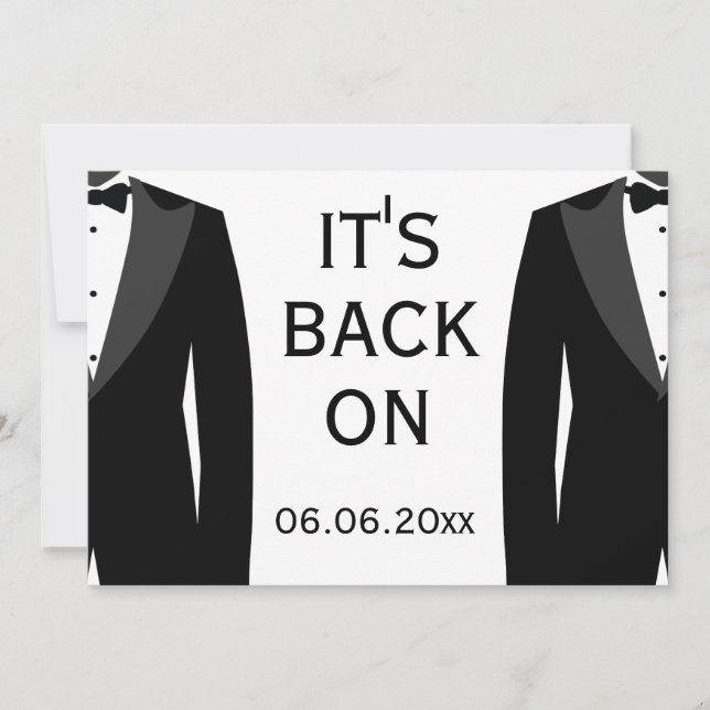 Save The Date Son Dos Sur Le Mariage Gay Noir Et Blanc (Devant)