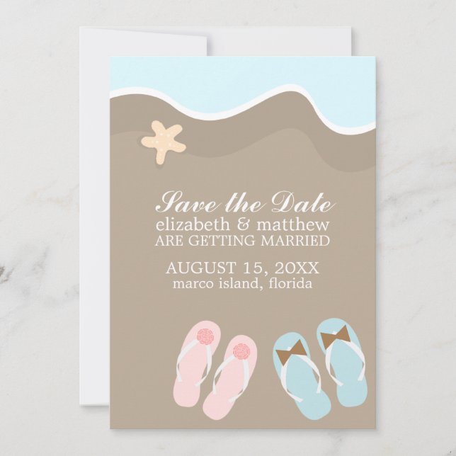 Save The Date Son et ses Mariage de sandales à tongs (Devant)