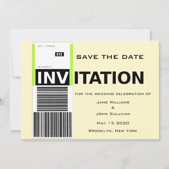 Save The Date Soumission de bagages à l'aéroport Thème Mariage E (Devant)