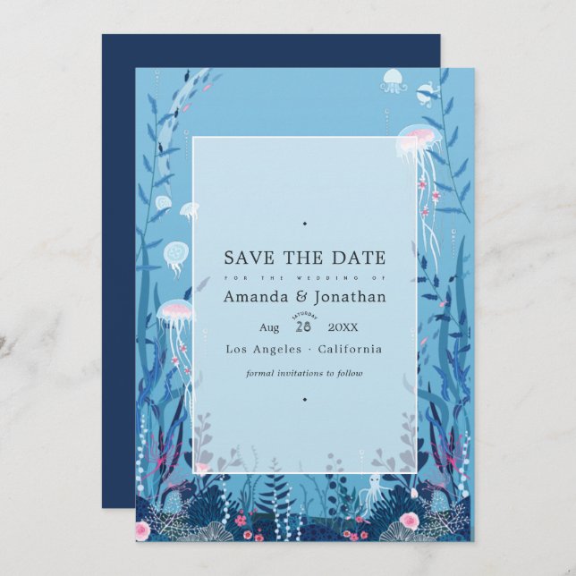 Save The Date Sous la mer Mariage nautique Photo Save the Dat (Devant / Derrière)