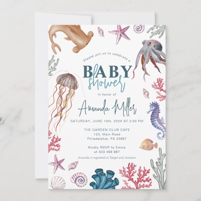 Save The Date Sous le Baby shower marin (Devant)