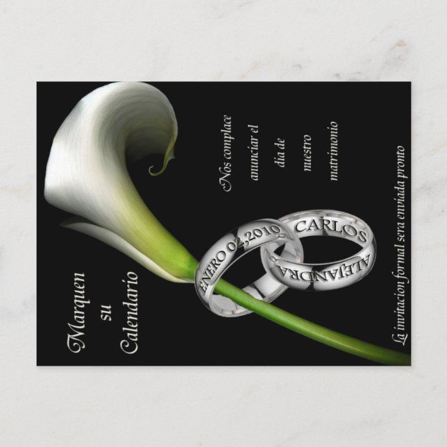 Save the date (spanish) announcement postcard (Front)