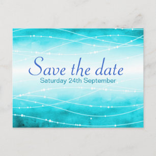 Save the date sparkling seas wedding postcard