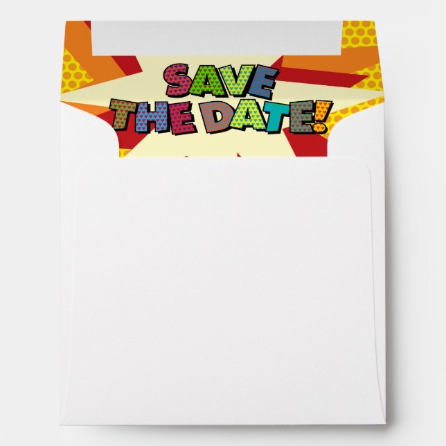 Save the Date Speech Bubble Colourful Modern Fun Envelope (Back (Bottom))
