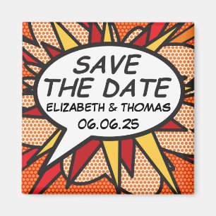Save the Date Speech Bubble Fun Comic Book Magnet