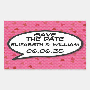 SAVE THE DATE Speech Bubble Fun Retro Comic Book Sticker