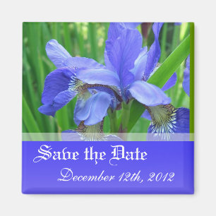 Save the date, spring blue iris flowers. magnet