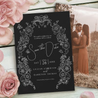 Spring Fleur de lis art noir blanc photo mariage