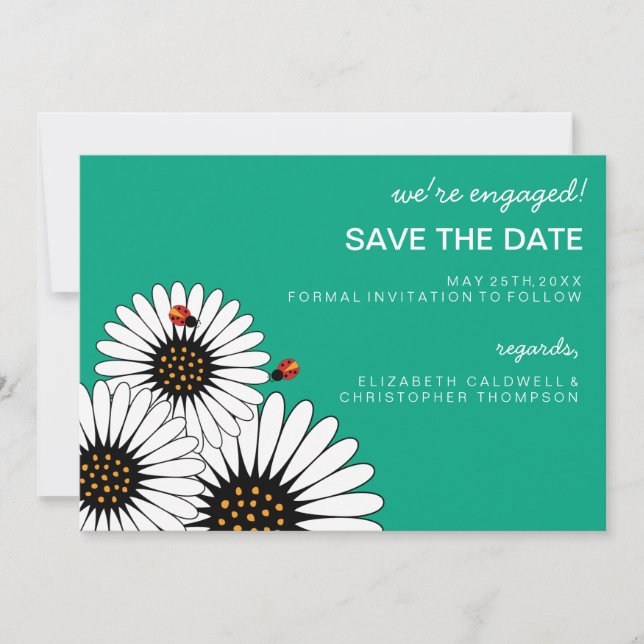 Save The Date Spring Fling Gerbera Daisies SAVE THE DATE-green (Devant)