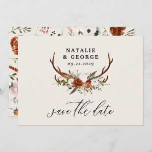Save The Date Stag rustique mariage en terre cuite élégante
