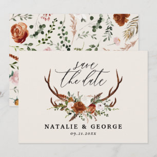 Save The Date Stag rustique mariage en terre cuite élégante