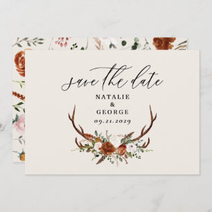 Save The Date Stag rustique mariage en terre cuite élégante s