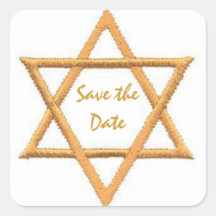 Save the Date/Star of David Square Sticker