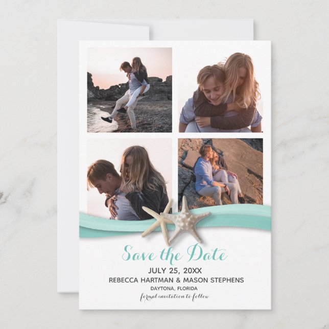 Save The Date Starfish Beach Wedding Multi Photo (Devant)