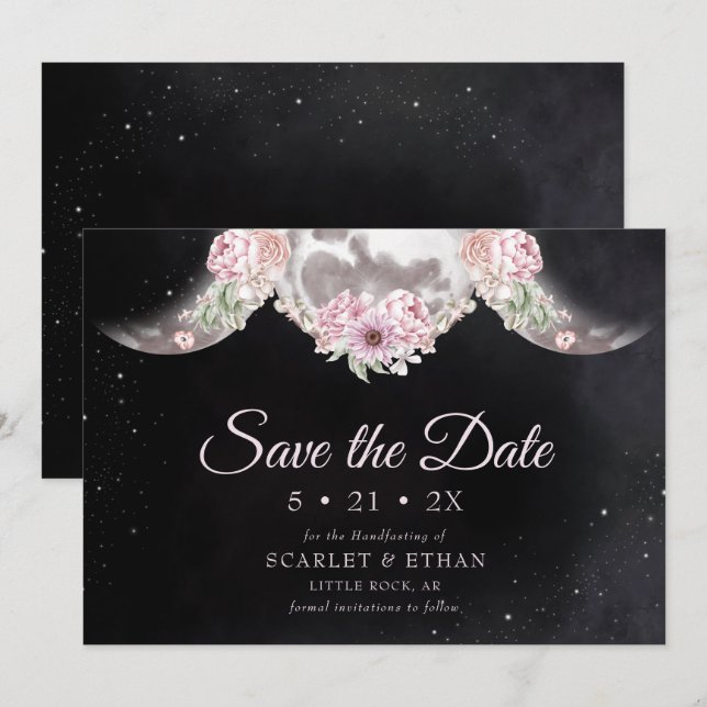 Save The Date Starry Night Rose & Noir Triple Lune Handfasting (Devant / Derrière)
