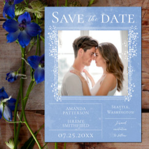 Save The Date Starry Photo   Bleu Enregistrer la date