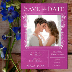 Save The Date Starry Photo Magenta Enregistrer la date