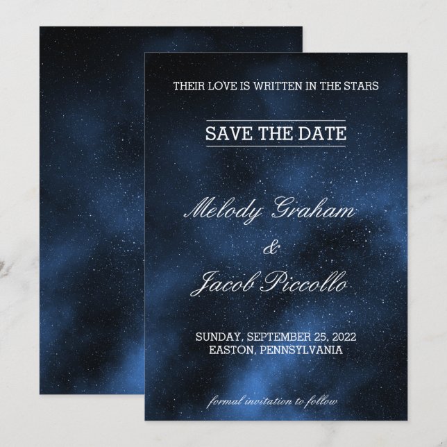 Save The Date Stars célestes nuit Ciel Galaxy (Devant / Derrière)