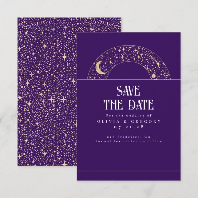 Save The Date Stars du ciel nocturne Céleste Enregistrer la date (Devant / Derrière)