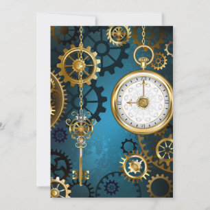 Save The Date Steampunk Arrière - plan turquoise avec Gears