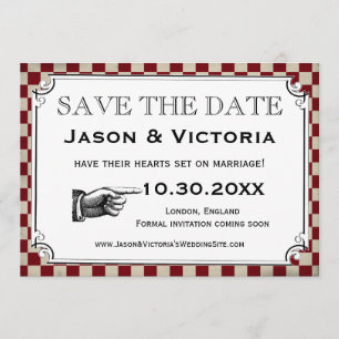 Save The Date Steampunk Checkerboard Wedding Enregistrer les car