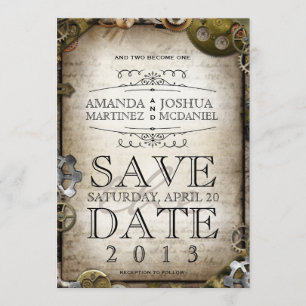 Save The Date Steampunk Gears Victorian Enregistrer la date