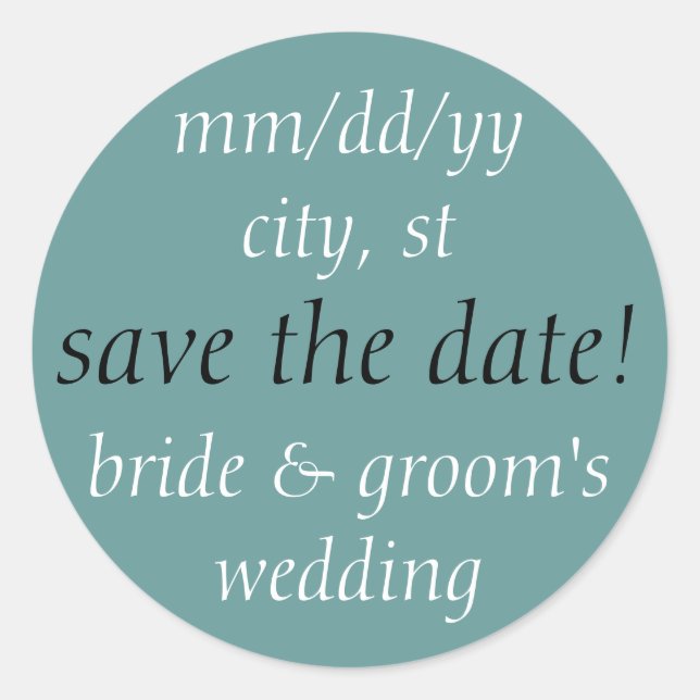 save the date sticker for guests' calendars (Front)