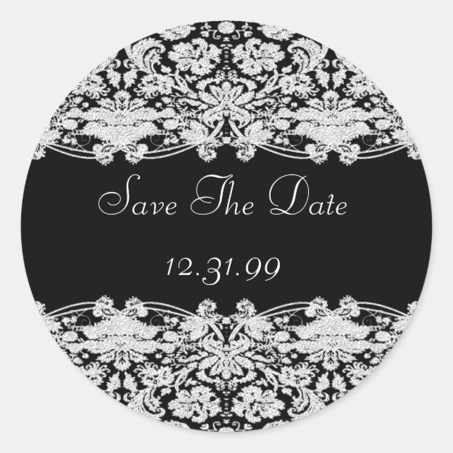Save The Date Sticker-Personalizable Text Classic Round Sticker (Front)