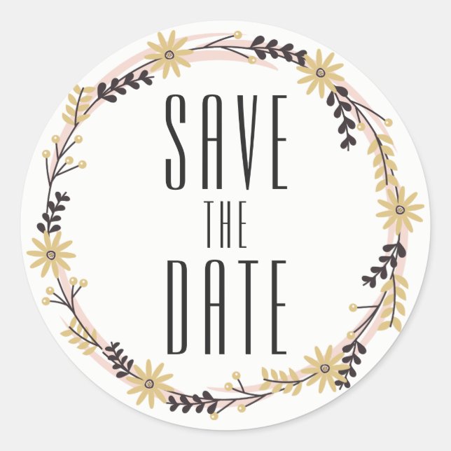 Save the Date Sticker - Rustic (Front)