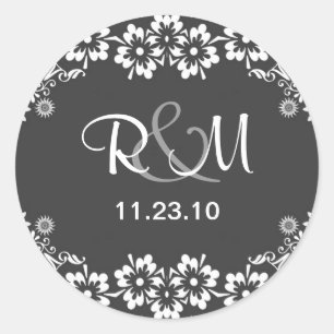 save the date sticker with monogram and date
