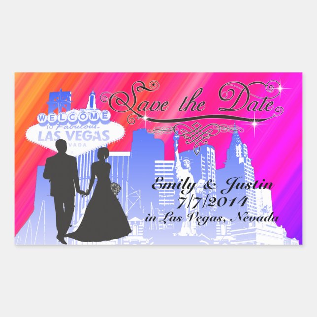 SAVE THE DATE STICKER WITH VIEW OF LAS VEGAS (Front)