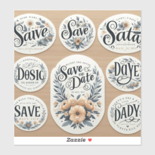 "Save the Date" stickers with elegant typography a