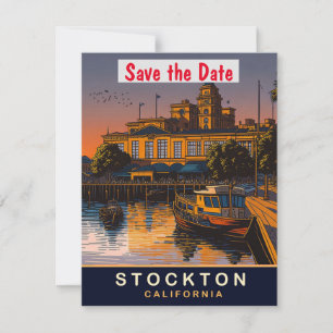 Save The Date Stockton, Californie, Travel Postcard,