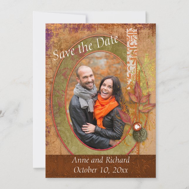 Save The Date Striking Mariage de automne Photo Enregistrer la d (Devant)