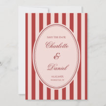 Save the Date Stripe Custom Red