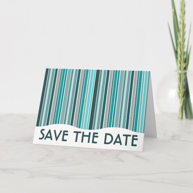 save the date : striped curtain : announcement (Front)