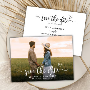 Save The Date Style Boho Heart Script One Photo Mariage